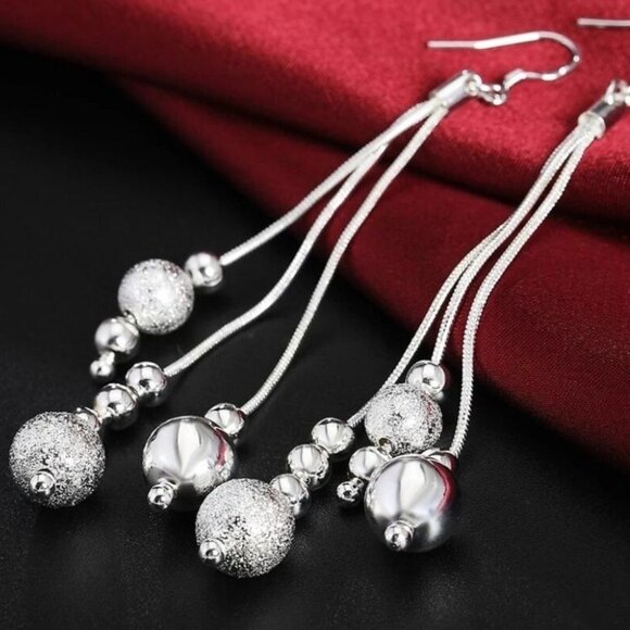 Giavanna Dangles Sterling Silver Bead Ball Drop Array Earrings Gift Boxed - Picture 3 of 7